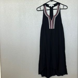 Black Sleeveless High Low Embroidered Dress Size Medium